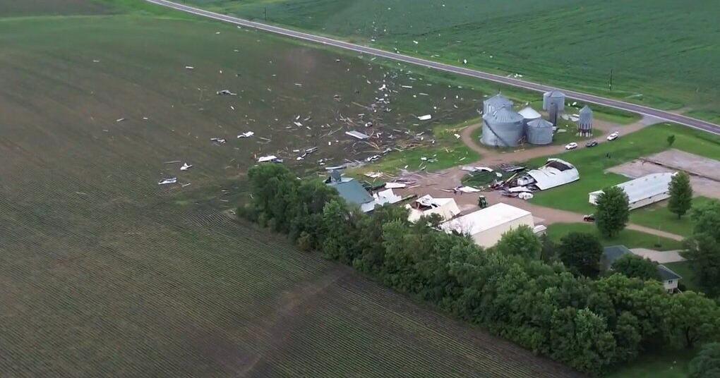 Vue aérienne spectaculaire de la trajectoire d&rsquo;un Tornado aux États-Unis