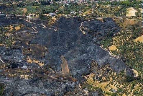 Destruction majeure par un incendie de forêt près de Patras révélée par des images de drone