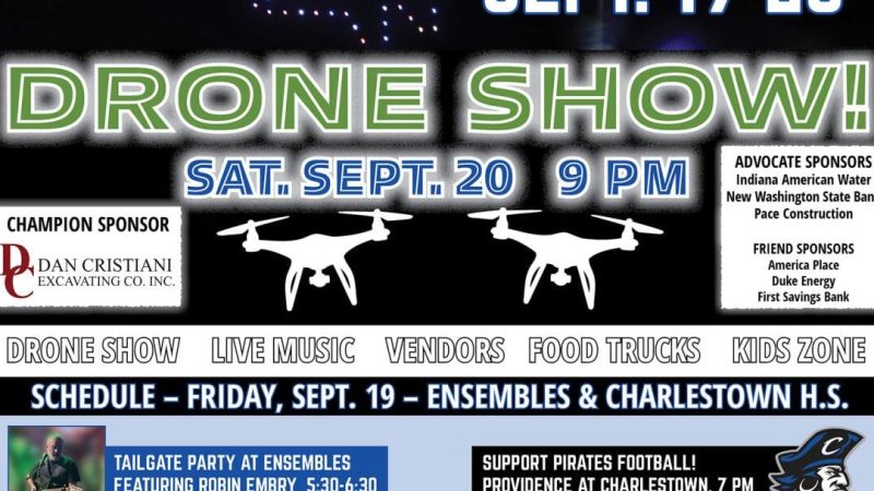 Spectacle aérien de drones à Charlestown lors de la célébration des Community Days