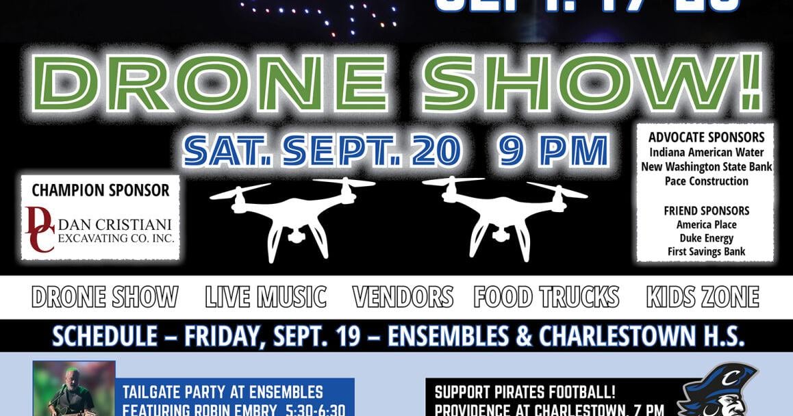 Spectacle aérien de drones à Charlestown lors de la célébration des Community Days