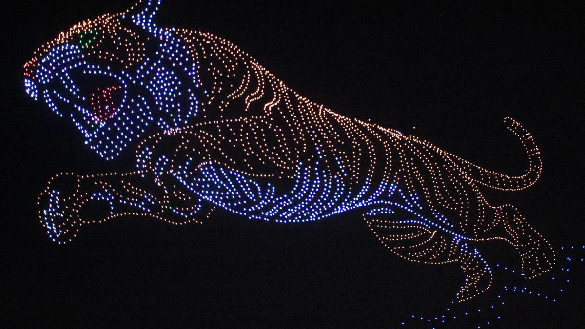 Un nouveau record du monde à Mysuru avec une représentation de tigre faite de drones