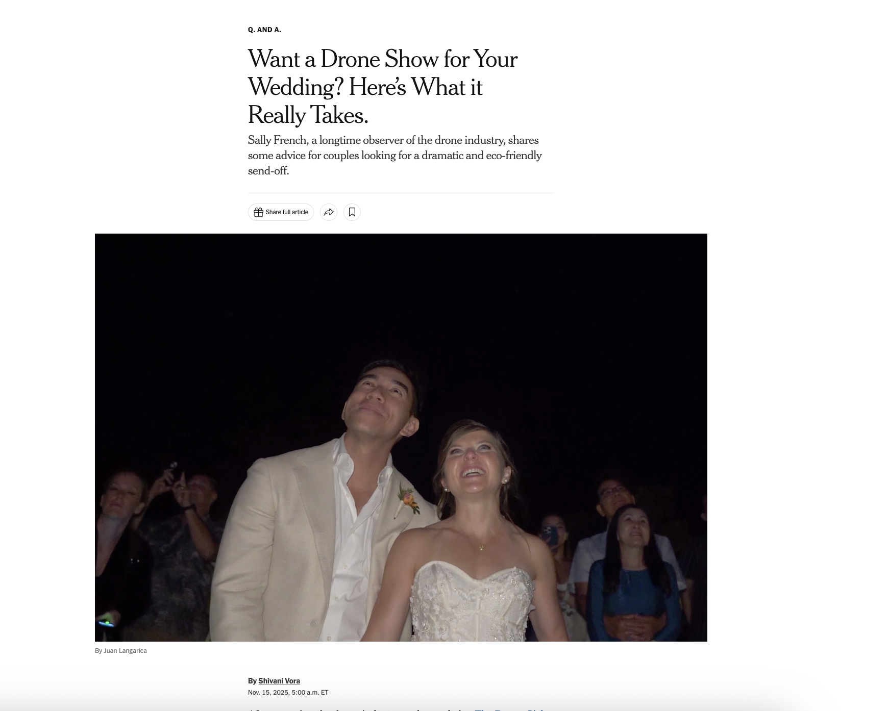 États-Unis : Un mariage illuminé par un spectacle de drones à New York