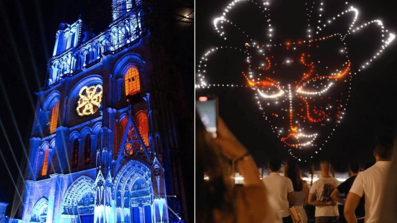 #France Spectacles lumineux de drones à proximité de Paris