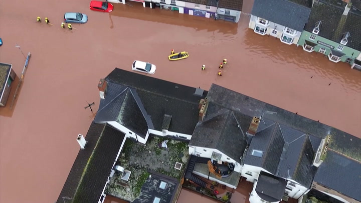 Images saisissantes de l&rsquo;inondation de Monmouth capturées par drone