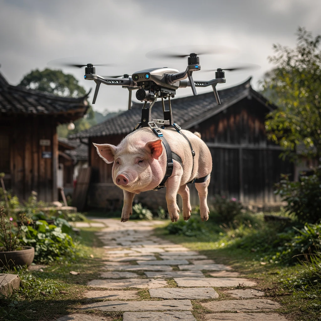 Incident inhabituel en Chine : un drone transportant un cochon coupe l’électricité d’un village