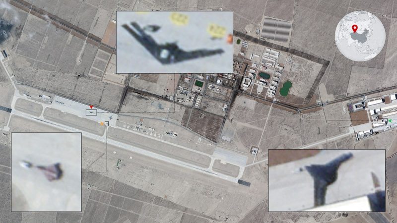 Des ailes volantes furtives chinoises géantes observées sur une base de test secrète