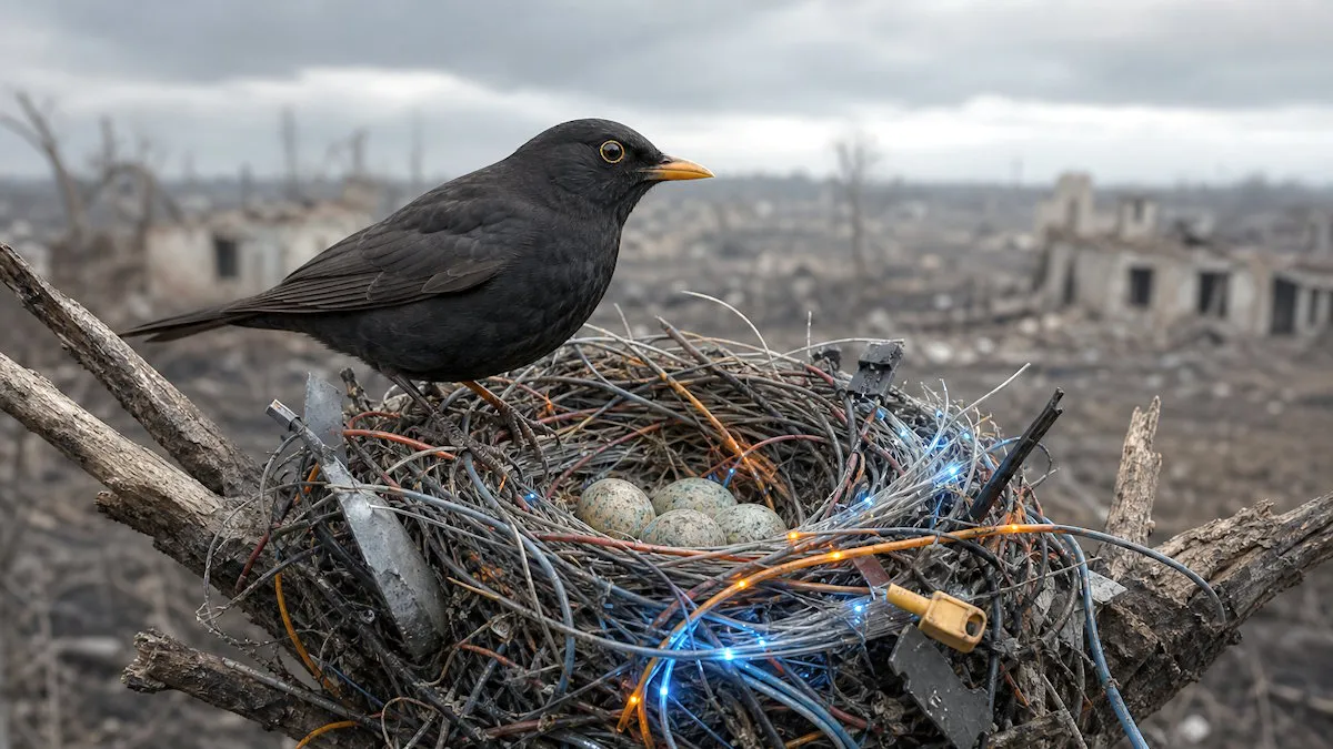 Donbass : les oiseaux recyclent les câbles des drones FPV pour leurs nids