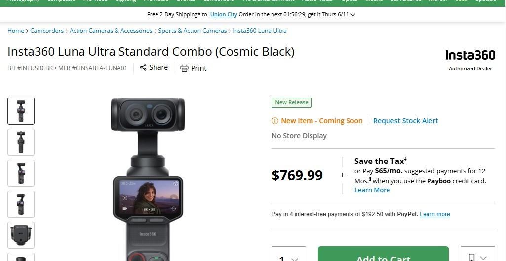 L&rsquo;Insta360 Luna Ultra, concurrent du DJI Pocket, arrive en vente anticipée
